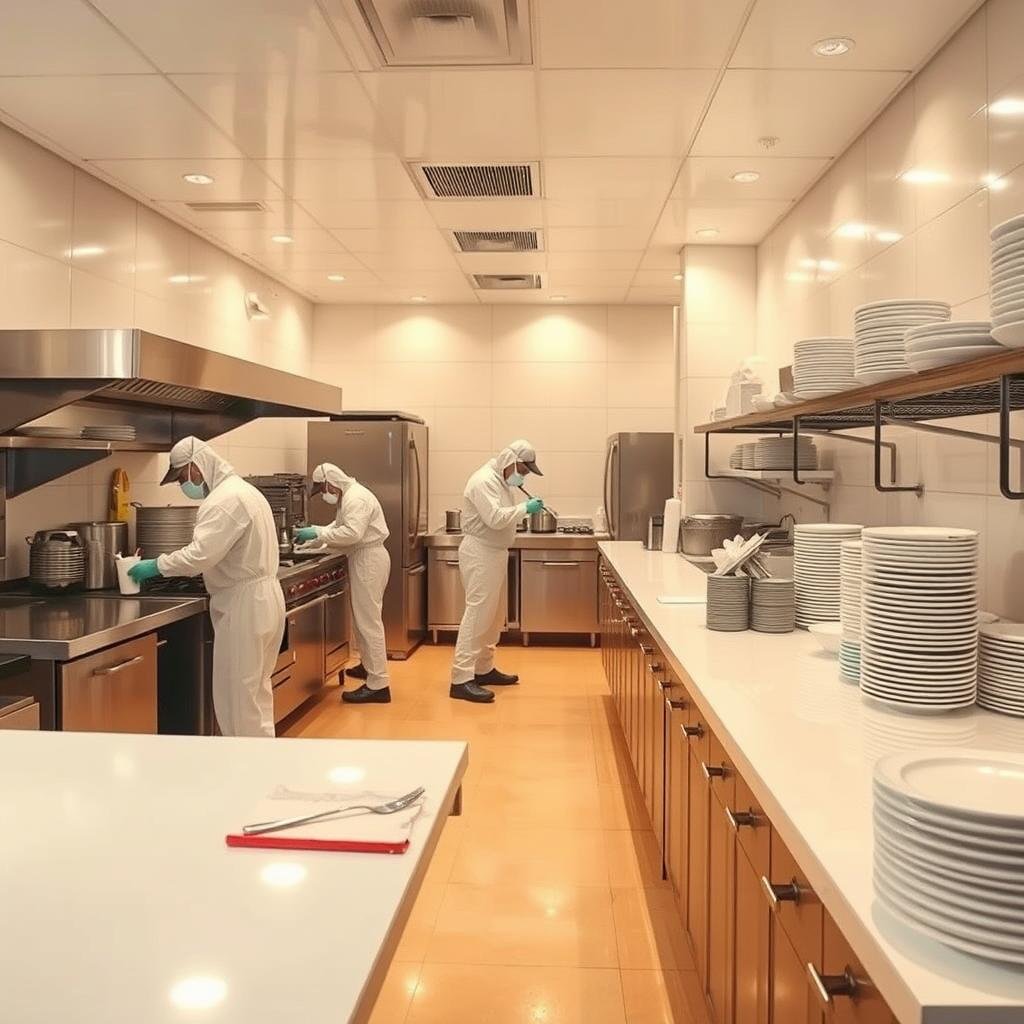 Limpieza post-fumigación en cocina