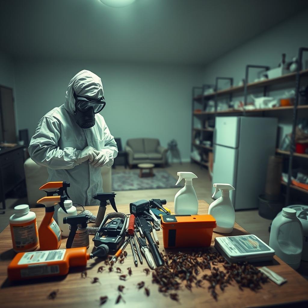 preparación para fumigación de cucarachas