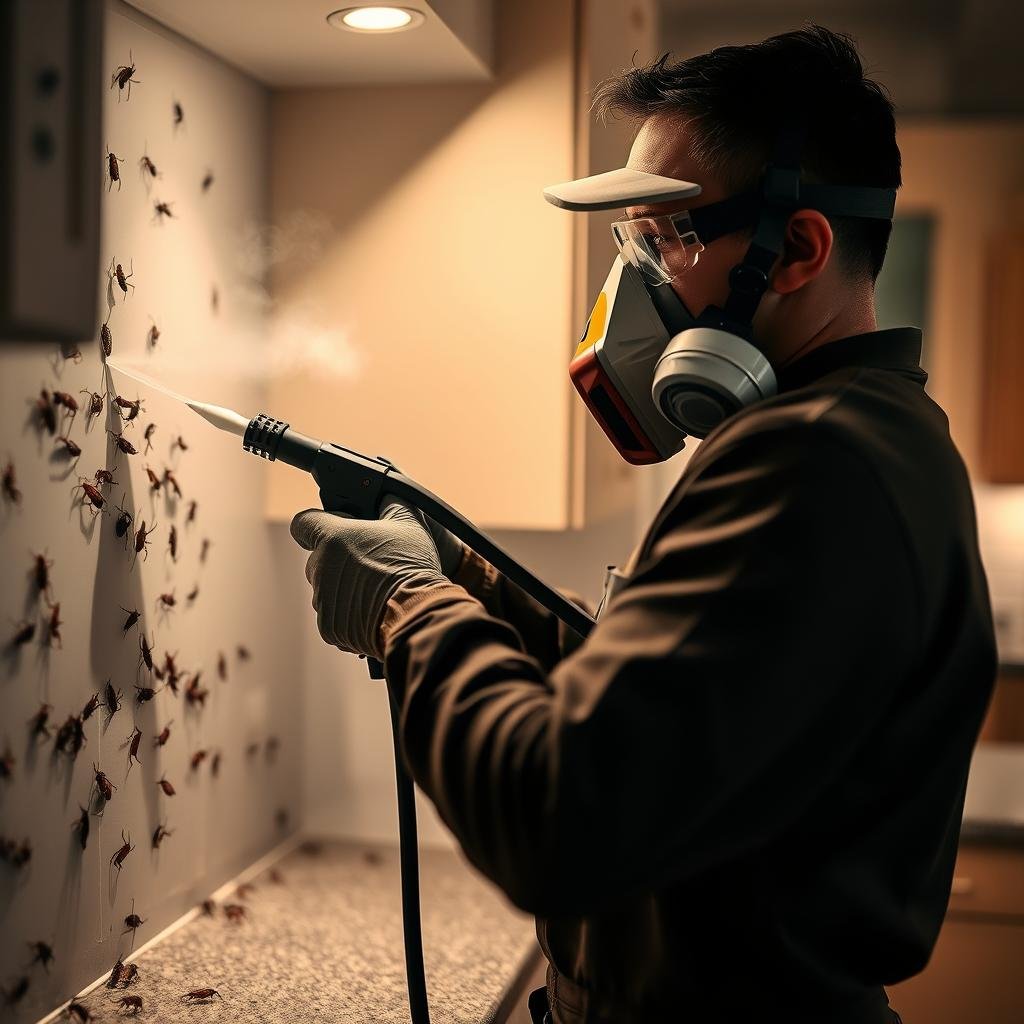 proceso de fumigación de cucarachas