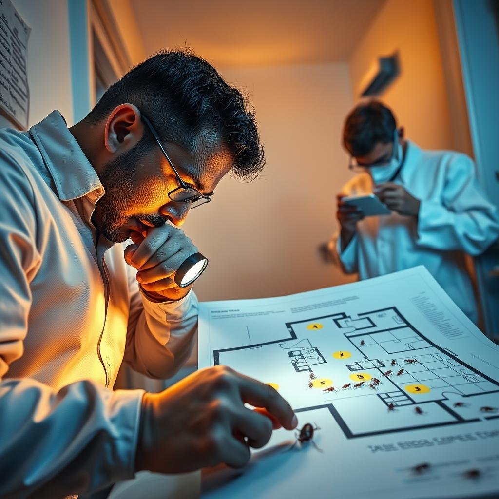 proceso de inspección de cucarachas