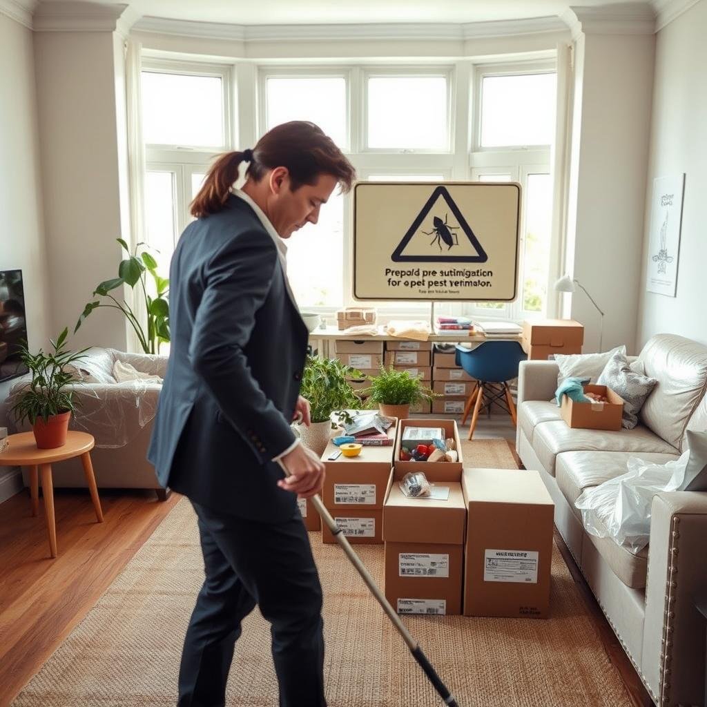 preparación para fumigación de cucarachas